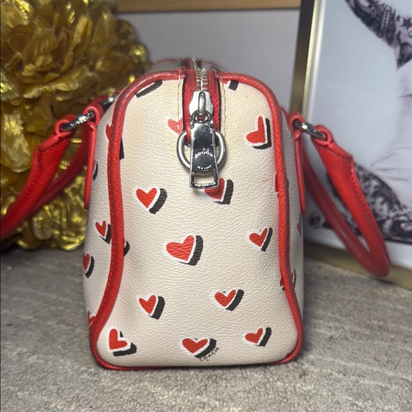 Coach Red and Cream Heart Satchel with Detachable Strap - Picture 11 of 16
